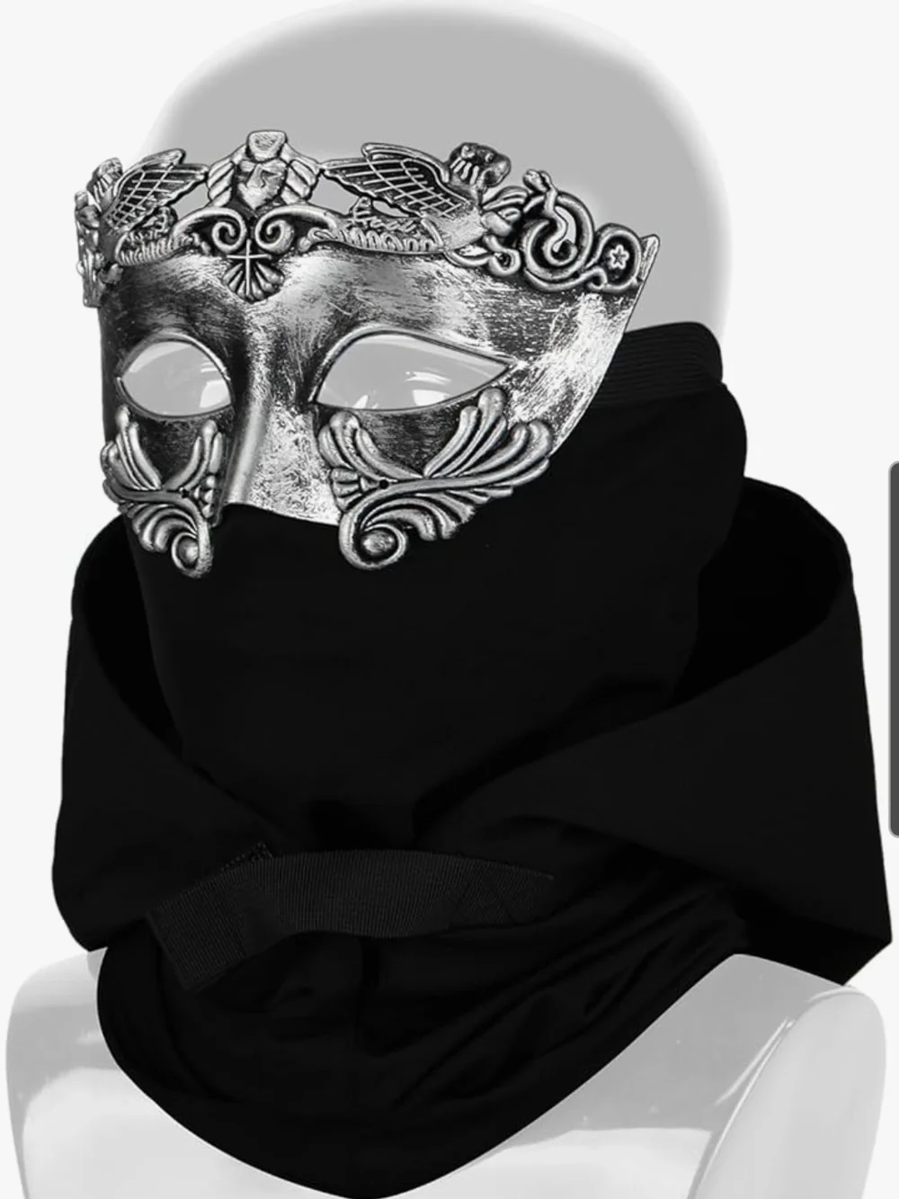 Silver Venetian Masquerade Mask - Ornate Metal Look One Size